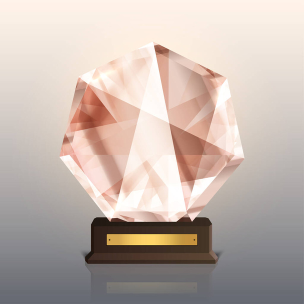 Trofeo de cristal ganador. Premio Crystal. Primer lugar premio vector ilustración - Vector, Imagen