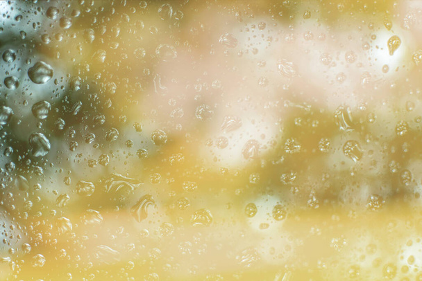 Lente / zomer natuur achtergrond. Waterdruppel op blad en bloemen met kopieerruimte - Foto, afbeelding