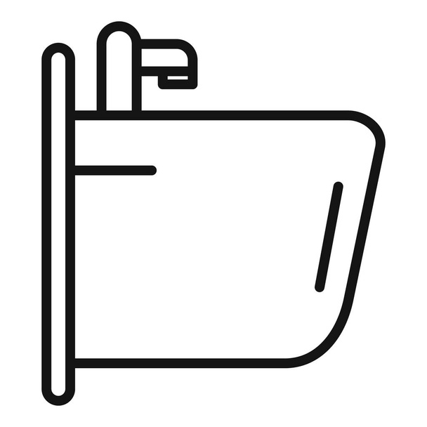 Ceramic wash basin icon outline vector. Wc toilet. Public room - Vektör, Görsel