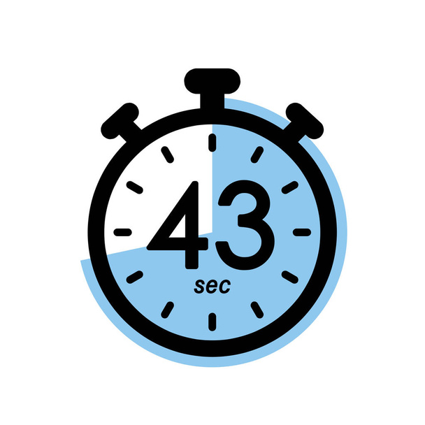 Dreiundvierzig Sekunden Stoppuhr-Symbol, Timer-Symbol, 43 Sekunden Wartezeit einfache Vektorillustration - Vektor, Bild