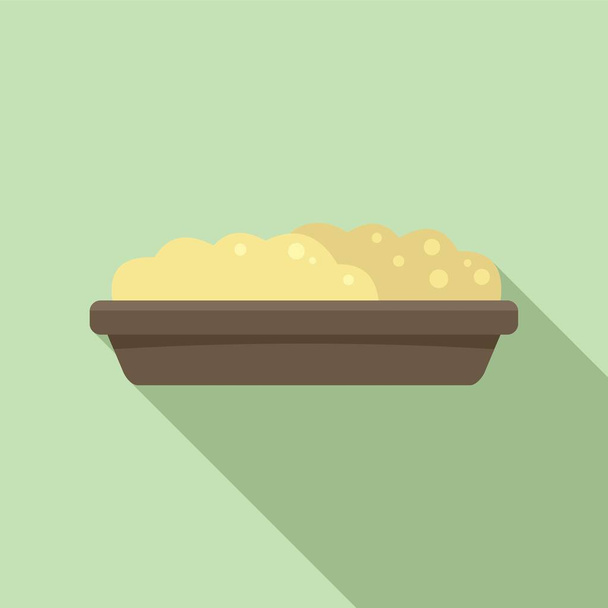 Mash potato butter icon flat vector. Dish food. Spoon meal - Vector, Imagen
