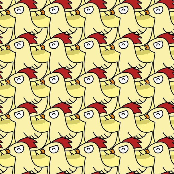 cartoon seamless doodle pattern with cute animal , chicken cartoon - Φωτογραφία, εικόνα