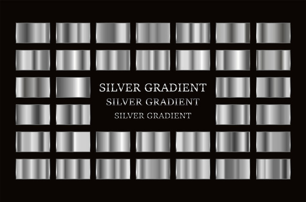 Big set of vector silver gradients samples. Sutable for text, flyers, typography, banners, ribbons and texture, confetti. Design element. - Vector, Image