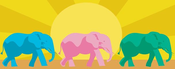 Многоцветные слоны
 - Вектор,изображение