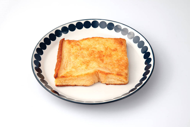 french toast on plate closeup isolated on white background - Photo, Image