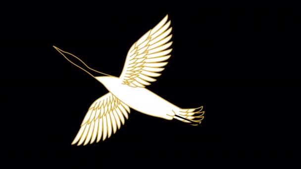 Loop animation γερανογεφυρών που χτυπούν τα φτερά τους, 4k, με διαφανές φόντο κανάλι άλφα - Πλάνα, βίντεο