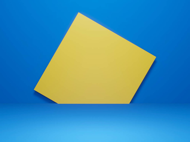 3D blue and yellow paper cut background - Fotoğraf, Görsel