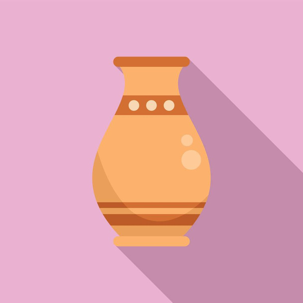 Amphora vase icon flat vector. Old pottery. Water glass - Vecteur, image