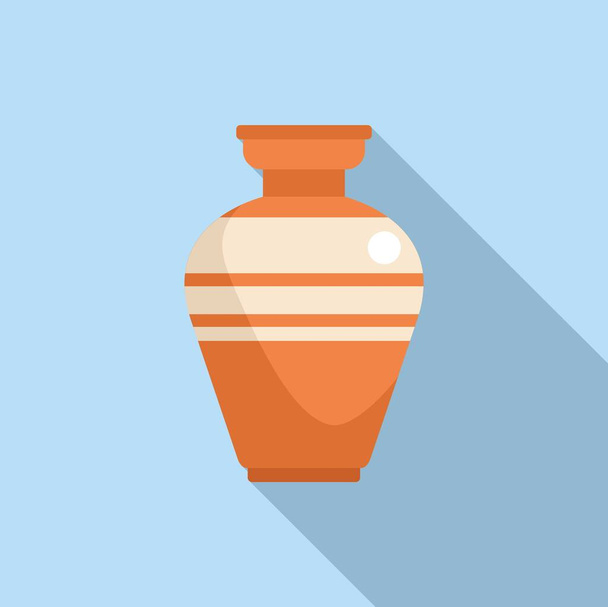 Amphora urn icon flat vector. Vase pot. Old pottery - ベクター画像