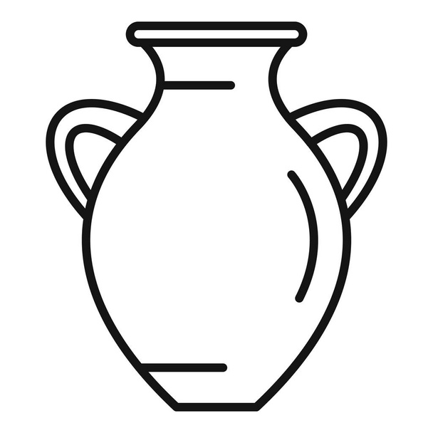 Medieval amphora icon outline vector. Vase pot. Old wine - Vektör, Görsel