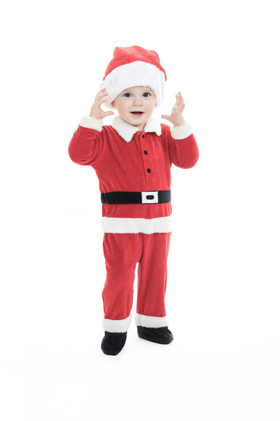 little happy boy in santa hat portrait - Фото, зображення