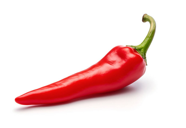 Chili pepper isolated on a white background. One chili hot pepper clipping path. Fresh pepper - 写真・画像