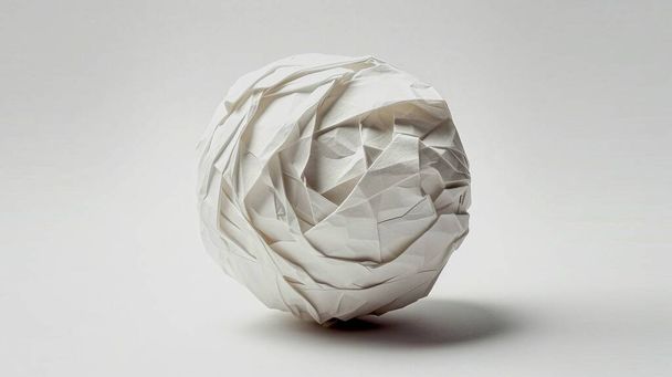 Crumpled ball of paper on white background - Фото, зображення