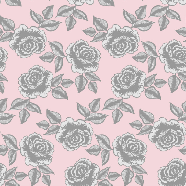 Rosen nahtloses Muster für textile, pastellfarbene Hintergrund - Vektor, Bild