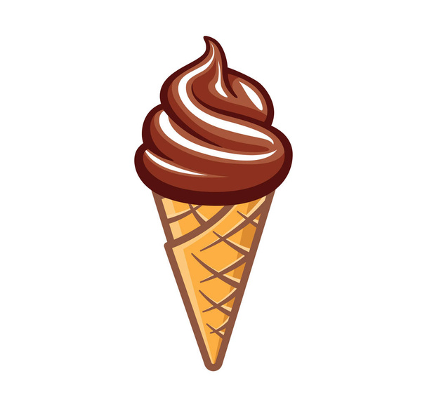 simple fun soft serve icecream in waffle cone - Vektor, Bild