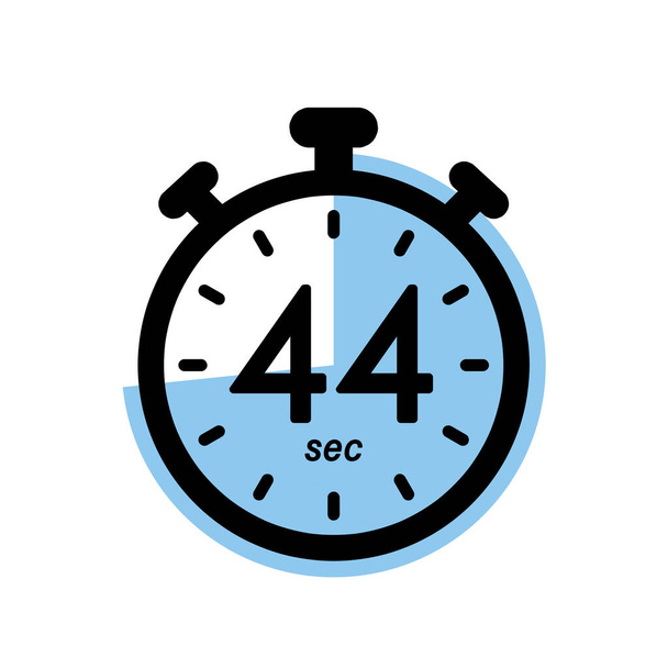 cuarenta y cuatro segundos icono cronómetro, símbolo del temporizador, 44 segundos de espera ilustración vector simple tiempo - Vector, Imagen