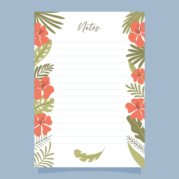 Conceito de notas imprimíveis, com fundo tropical exótico. Ilustração vetorial  - Vetor, Imagem