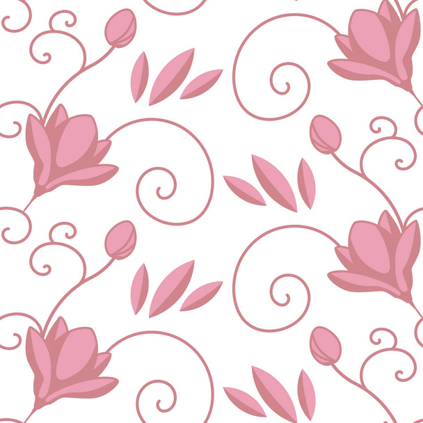 Vector image of a pattern with pink magnolias. Suitable for decorating bed linen, wrapping paper, etc. - ベクター画像