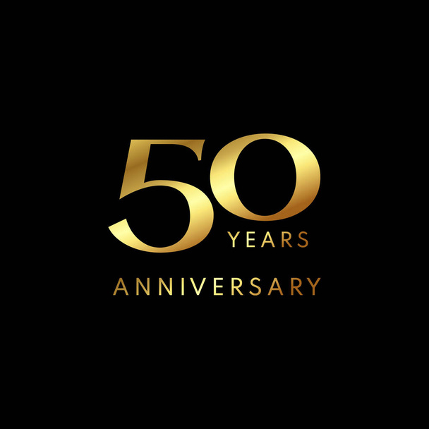 誕生日、招待状、結婚式、記念日、グリーティングカードイラストのための50周年記念ロゴ、ゴールデンカラー、ベクトルテンプレートデザイン要素 - ベクター画像