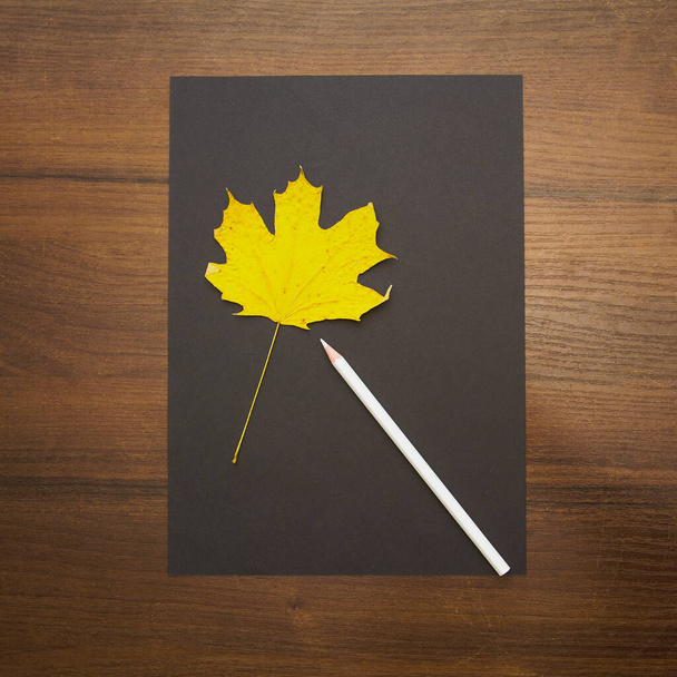 Herbstblätter auf einem hölzernen Hintergrund  - Foto, Bild