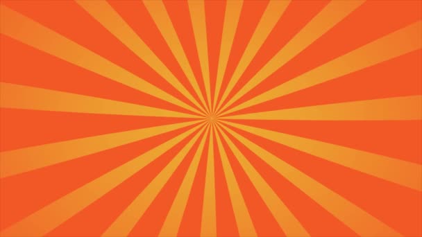 Abstrato animação loop fundo radial linhas giram em laranja desenho animado estilo cômico. - Filmagem, Vídeo
