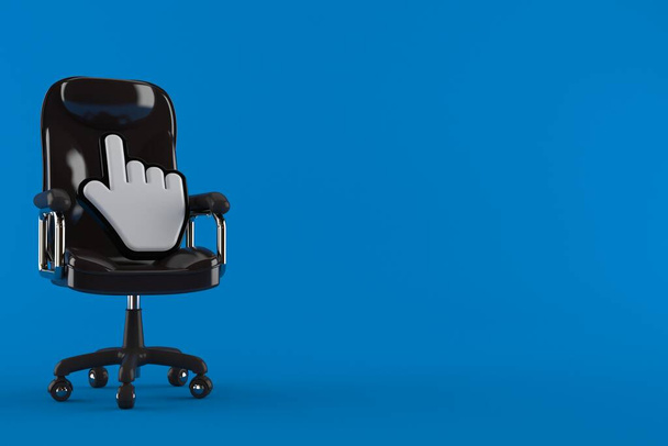 Cursor üzleti szék elszigetelt kék háttérrel. 3d illusztráció - Fotó, kép