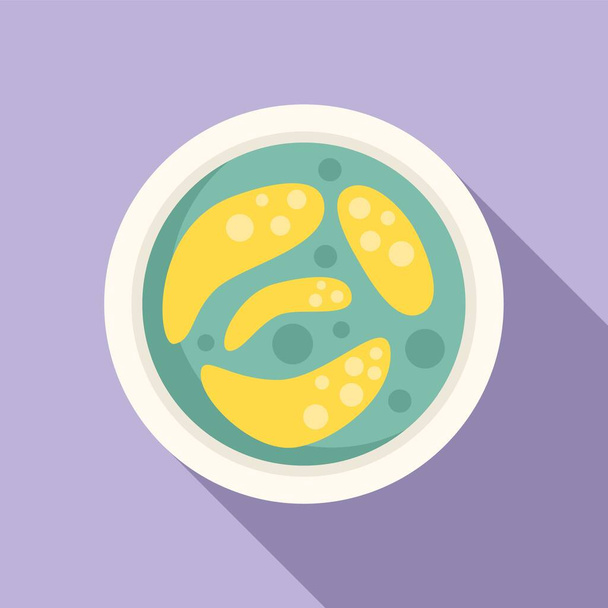 Petri dish icon flat vector. Bacteria cell. Medical health - Vector, Imagen