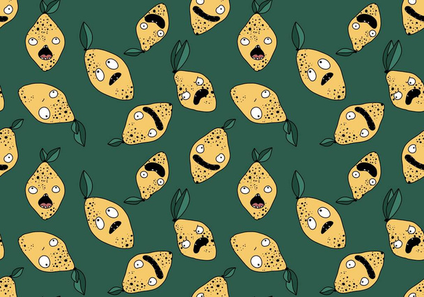 Summer cartoon fruit seamless monster lemon pattern for wrapping paper and fabrics and linens and kids clothes print and festive packaging and fashion textiles. High quality illustration - Zdjęcie, obraz