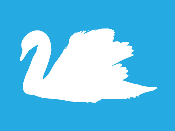 белый лебедь на синем фоне - Вектор,изображение