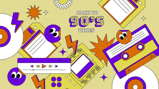 vector hand drawn 90s party photocall template - Vector, Image