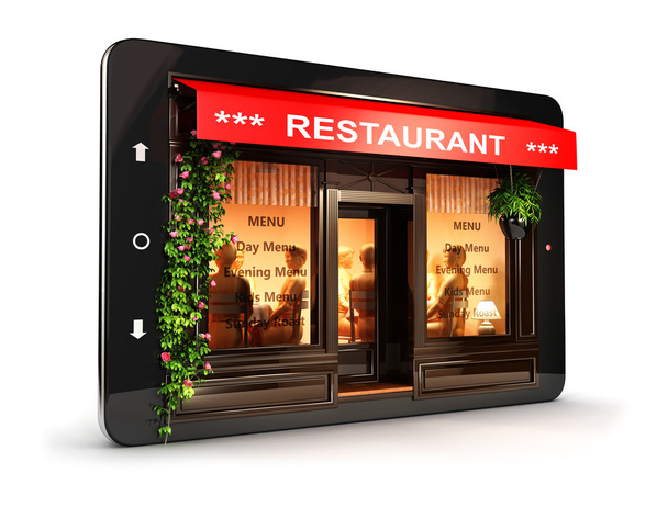 tablet içinde 3D Restoran - Fotoğraf, Görsel