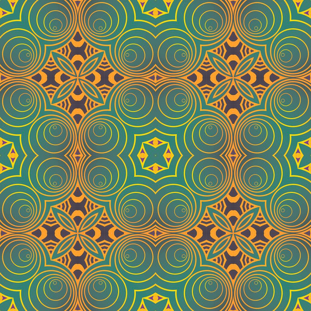 mooie naadloze textuur abstracte achtergrond in groen paars en goudgele lijnen - Vector, afbeelding