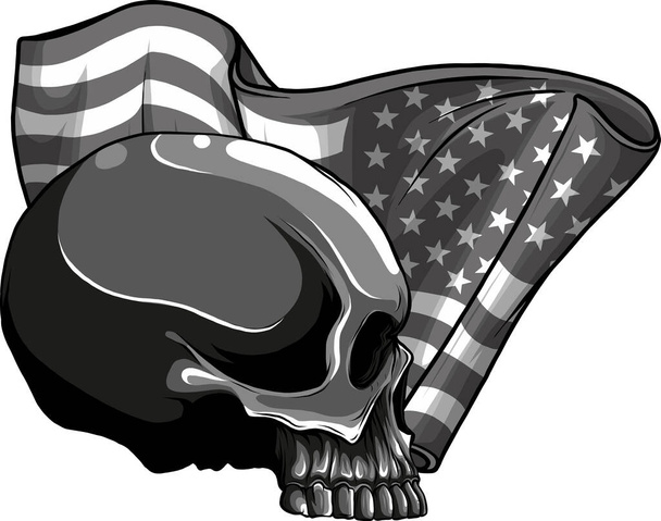 illustration of American flag with skull - Vector, Image