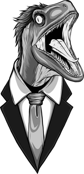 illustration of dinosaur in suit on white background - Vector, Image