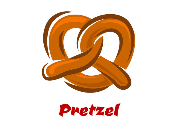 Pretzel retorcido bávaro en estilo de dibujos animados
 - Vector, imagen