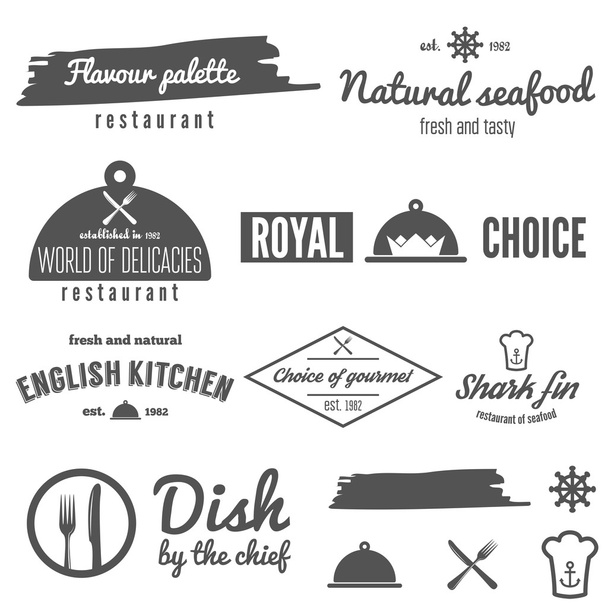 Sada prvků loga, odznak, znak a logotyp pro restaurace, kavárna a bar - Vektor, obrázek