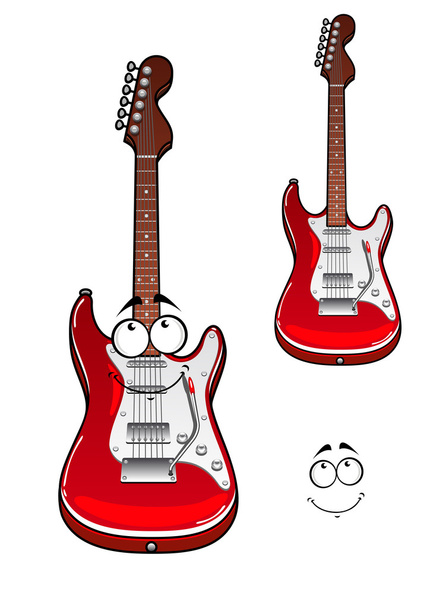 Cartoon usmívající se červená elektrická kytara charakter  - Vektor, obrázek