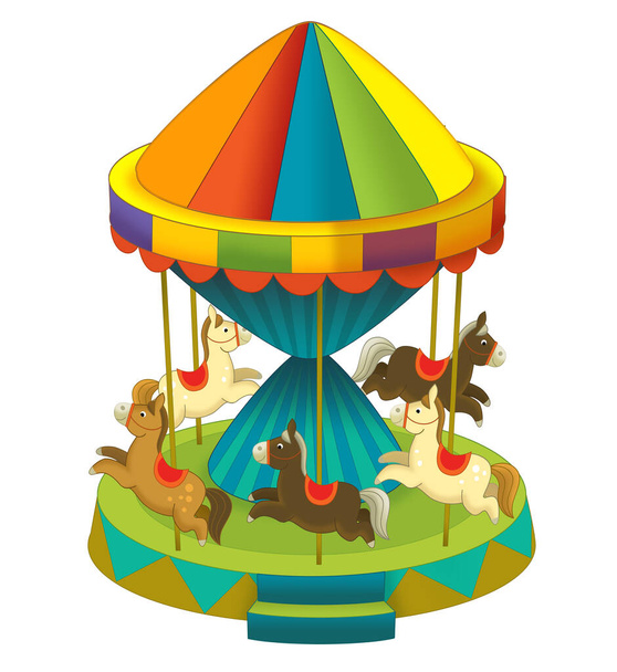 cartoon scene with colorful funfair element carousel isolated illustration for kids - Фото, зображення