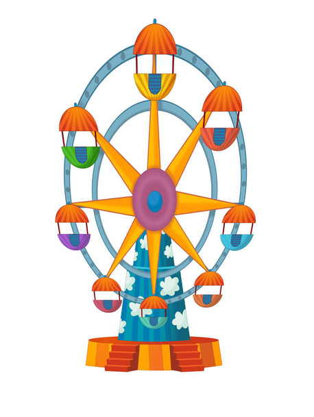 cartoon scene with colorful funfair element carousel isolated illustration for kids - 写真・画像