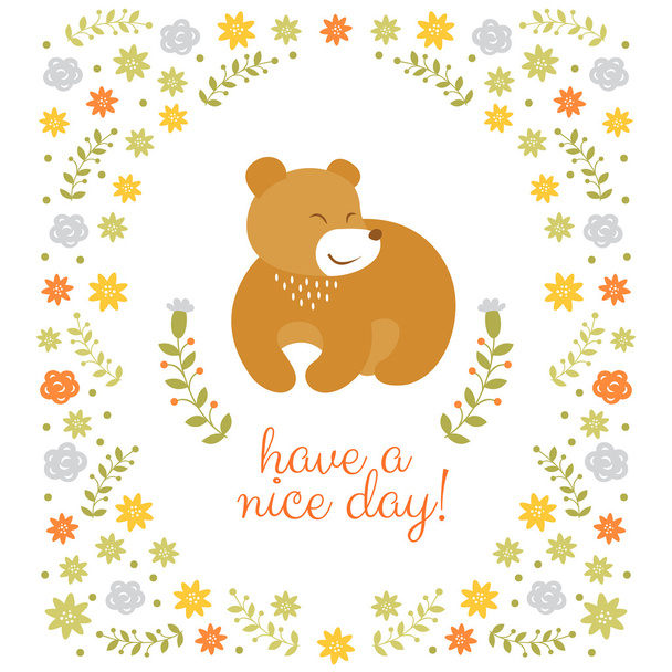 Cute little bear summer illustration - Vetor, Imagem