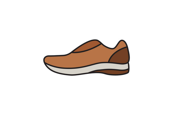 Περπάτημα Shoe Stride Comfort Απλό και κομψό επίπεδο εικονίδιο Σχεδιασμός σε λευκό φόντο - Διάνυσμα, εικόνα
