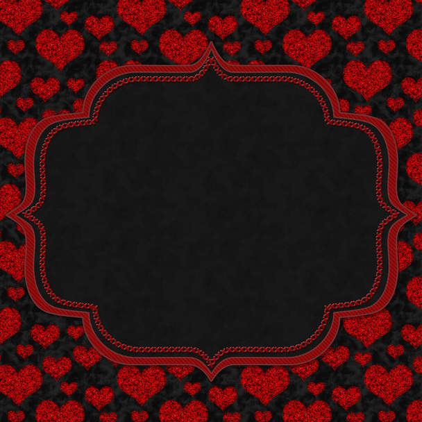 Love border with red heart on black with copy space for your love or like message - Φωτογραφία, εικόνα