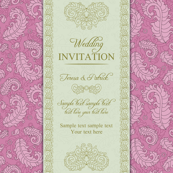 Esküvői meghívó, rózsaszín és bézs - Vektor, kép