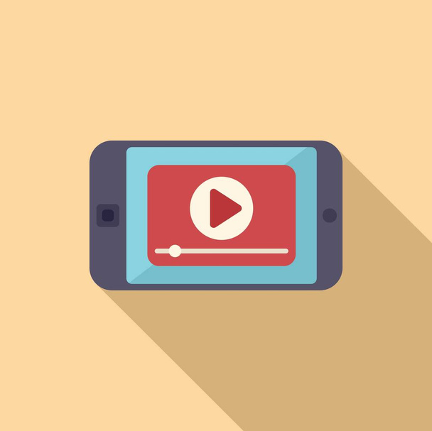 Play video on phone icon flat vector. Mobile smartphone. Person app - Vektor, obrázek