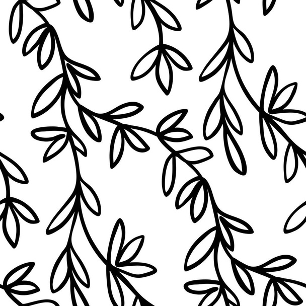 Black and white floral seamless pattern - Vector, afbeelding