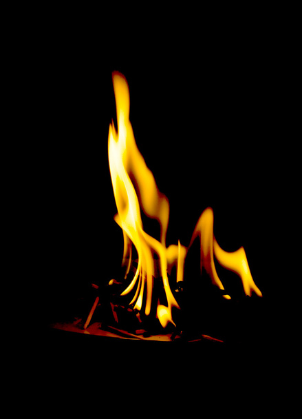 Fire flames on  black - Photo, Image