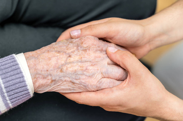 Helping hands, care for the elderly concept. High quality photo - Foto, imagen