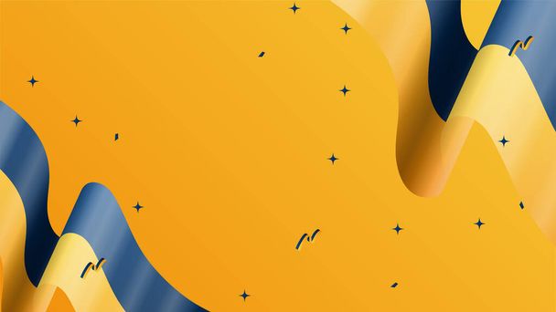 Modernes blaues und gelbes Flaggensternband mit Halbton und Podium-Design Hintergrund. Abstrakter Hintergrund mit trendiger Farbe für Präsentationsdesign, Flyer, Social-Media-Cover, Banner, Nationalfestbanner - Vektor, Bild