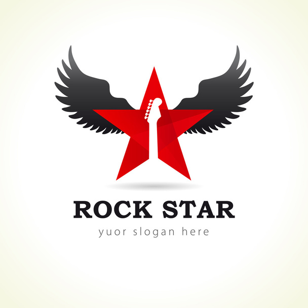 Estrela de rock voando logotipo
 - Vetor, Imagem