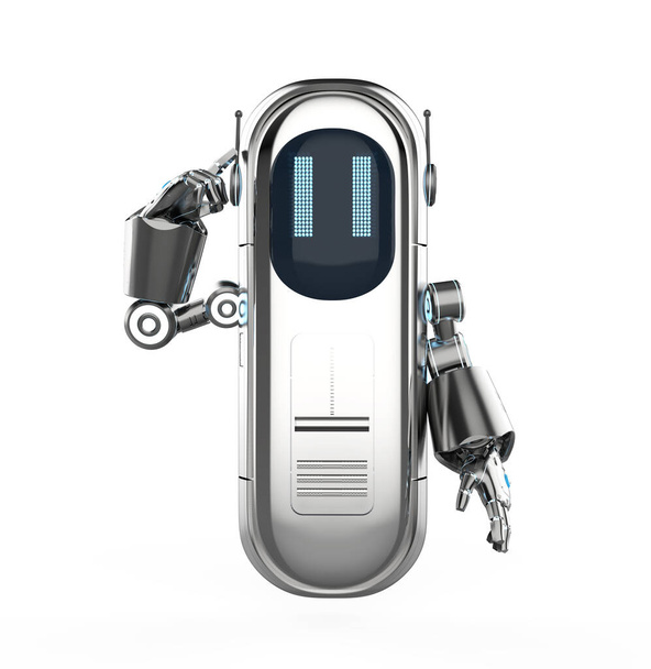 3D рендеринг милый помощник искусственного интеллекта робот точка пальца изолированы на белом - Фото, изображение